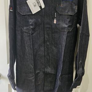 CRUDE Dark Blue Denim Fire resistant Long Sleeve Shirt New w Tags size XL